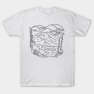 Mountain Goat in Denali National Park and Preserve Alaska USA Mono Line Art T-Shirt